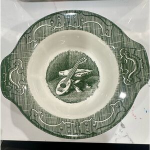 Transferware-1940’s set of 3 Green bowls with handles